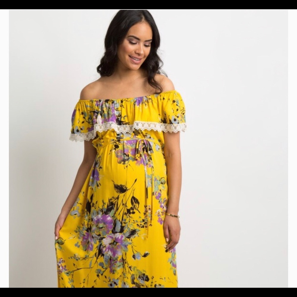 Pinkblush yellow maternity maxi dress